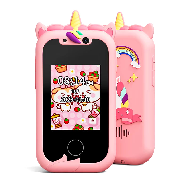 Kids Smart Phone Toys for Girls Unicorns Gifts 2.8 Inch Touchscreen Dual Camera Music Player Learn Toys Christmas Birthday Gift