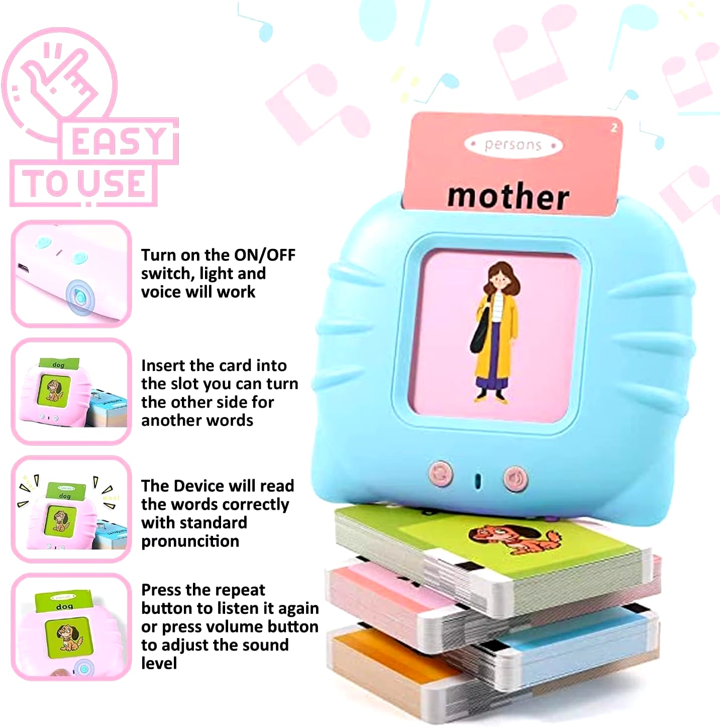 Early Education Flash Card Learning Toys Talking Flashcards for Kids Preschool English Electronic Audio Book Machine Gift