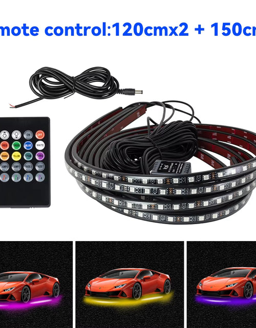 Load image into Gallery viewer, Car Underbody Light Decorative Lamp Neon LED RGB Car Underglow Bottom Light Remote/App Control Flexible Waterproof LED Strip
