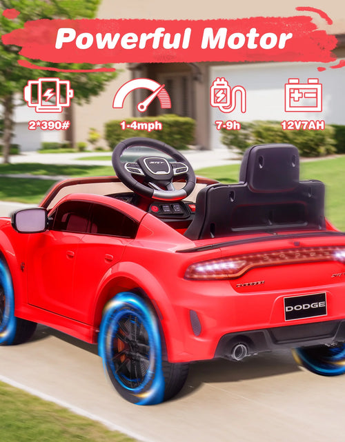 Load image into Gallery viewer, Dodge Electric Ride on Cars for Kids, 12V Licensed Dodge Charger SRT Powered Ride on Toys Cars with Parent Remote Control, Electric Car for Girls 3-5 W/Music Player/Led Headlights/Safety Belt, White
