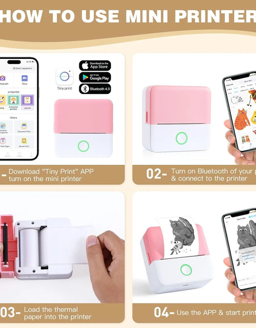 Load image into Gallery viewer, Mini Bluetooth Photo Printer with 10 Rolls Printing Paper
