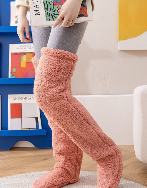 Load image into Gallery viewer, Over Knee High Fuzzy Long Socks Winter Warm Cold Leg Knee Joint Cold-Proof Stockings Home Floor Sleeping Socks
