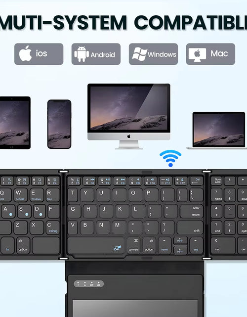 Load image into Gallery viewer, Portable Quadruple Folding Wireless Bluetooth Keyboard with Foldable Touchpad for Windows Android IOS Tablet Ipad Phone
