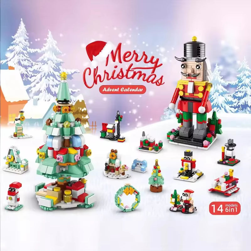 Christmas Building Blocks Set Box Kids Toys 24Years Xmas Advent Calendar Bricks Diy Kit Gift for Children 6 Years Old and Above