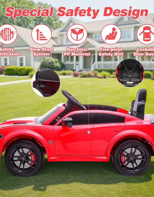 Load image into Gallery viewer, Dodge Electric Ride on Cars for Kids, 12V Licensed Dodge Charger SRT Powered Ride on Toys Cars with Parent Remote Control, Electric Car for Girls 3-5 W/Music Player/Led Headlights/Safety Belt, White
