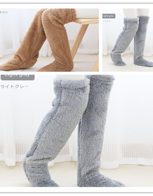 Load image into Gallery viewer, Over Knee High Fuzzy Long Socks Winter Warm Cold Leg Knee Joint Cold-Proof Stockings Home Floor Sleeping Socks
